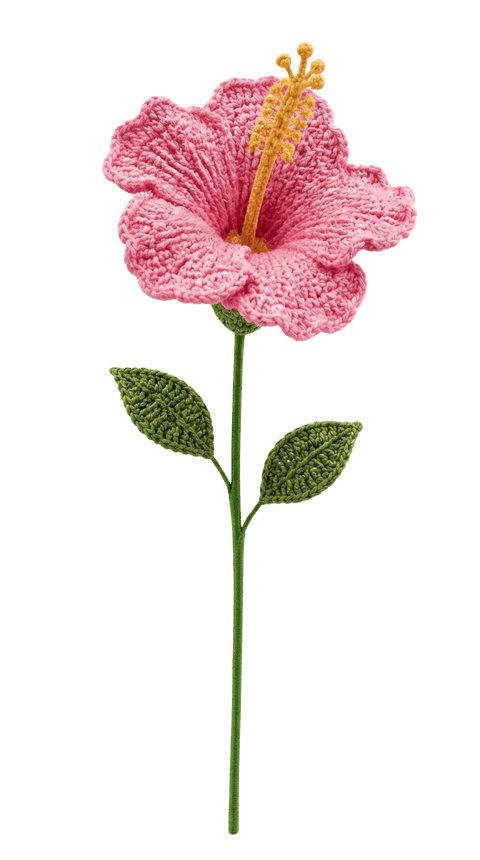 Rosa, gelbe Mitte — gehäkelte Blume