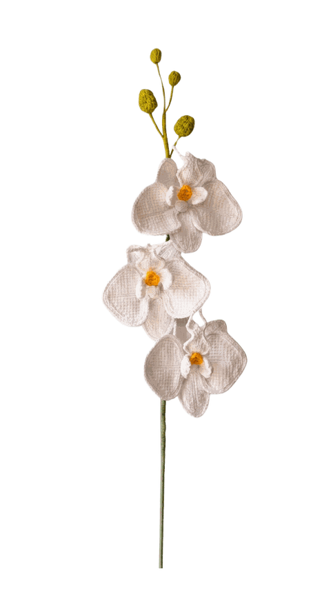 Weiss, gelbe Mitte — gehäkelte Blume