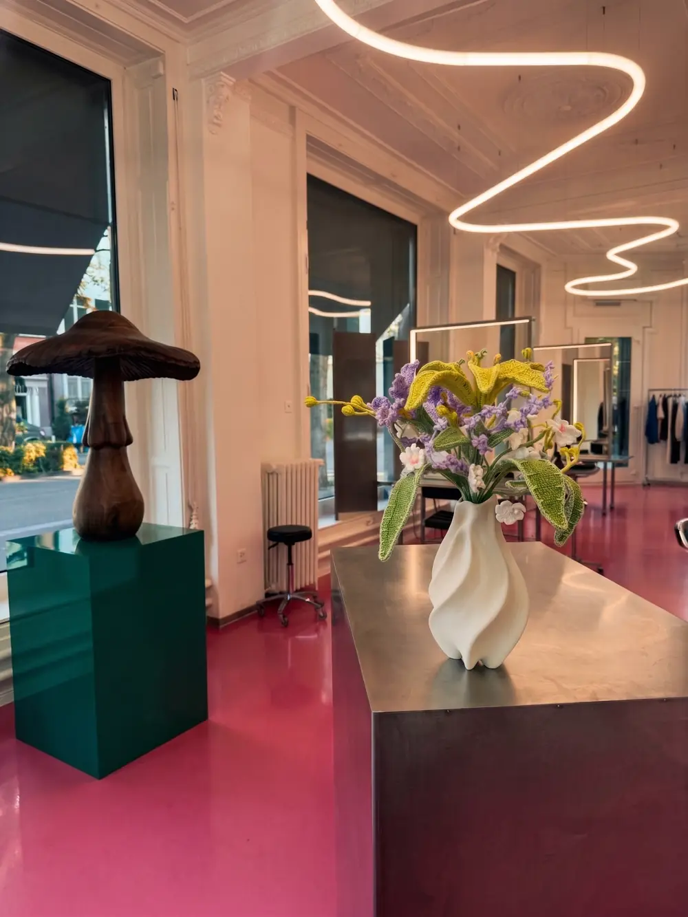 A hand-crocheted work at Raphael Hofstetter Hair Salon, Seefeld